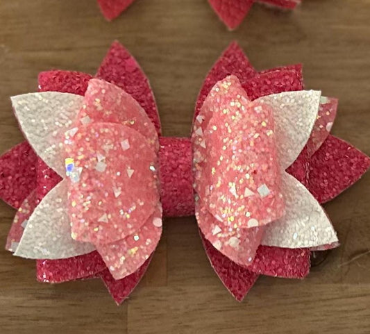 Stanley Tumbler Bow hot pink light pink Glitter Straw Topper valentine heart white