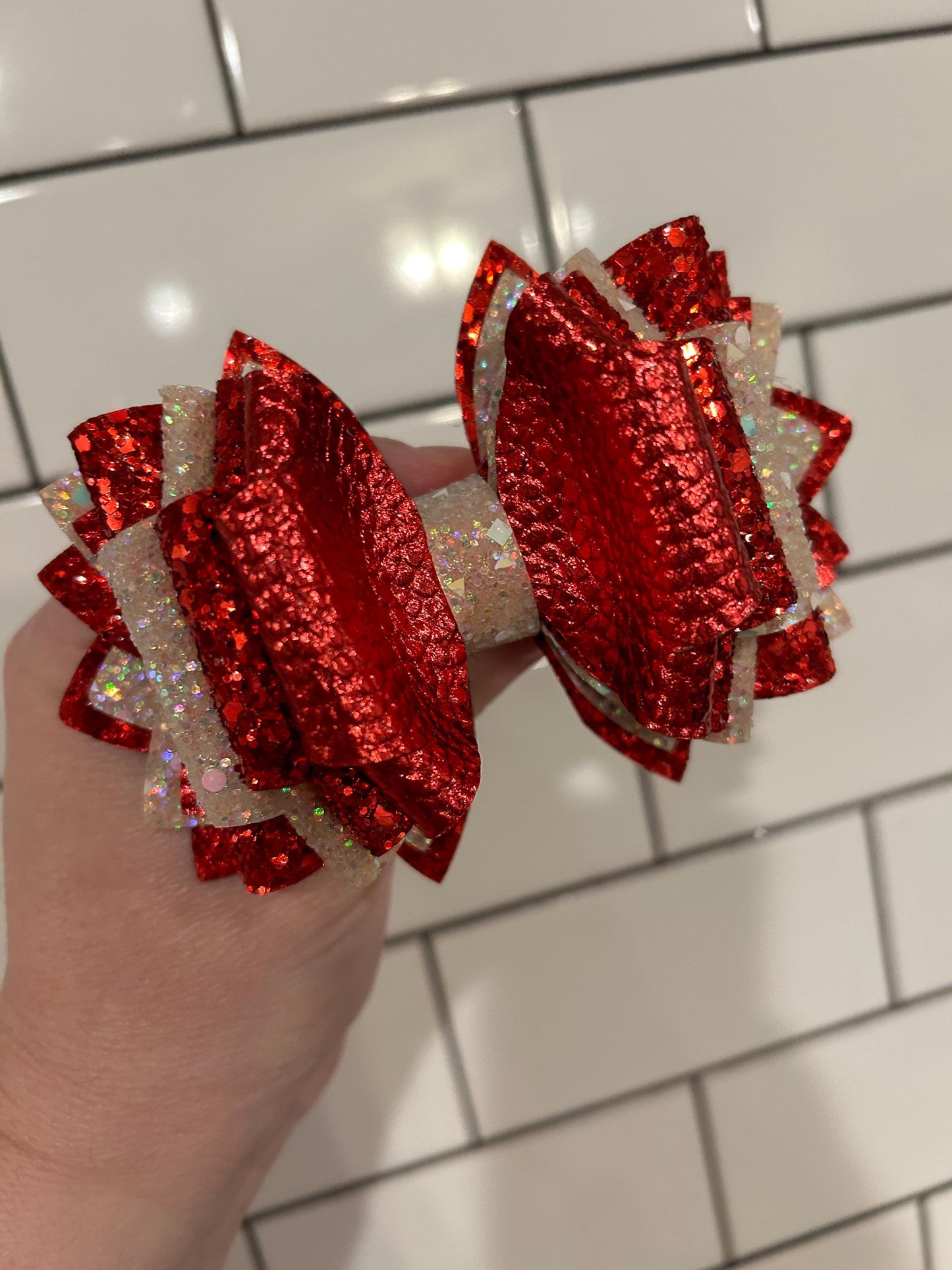 XL 5 inch Glitter Tumbler Bow for Stanley, straw topper, Mother’s Day resort floral tropical red cream white tan not gold silver