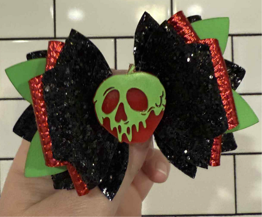 Glitter Tumbler Bow for Stanley, straw topper, poison apple evil queen Halloween red lime green spooky black