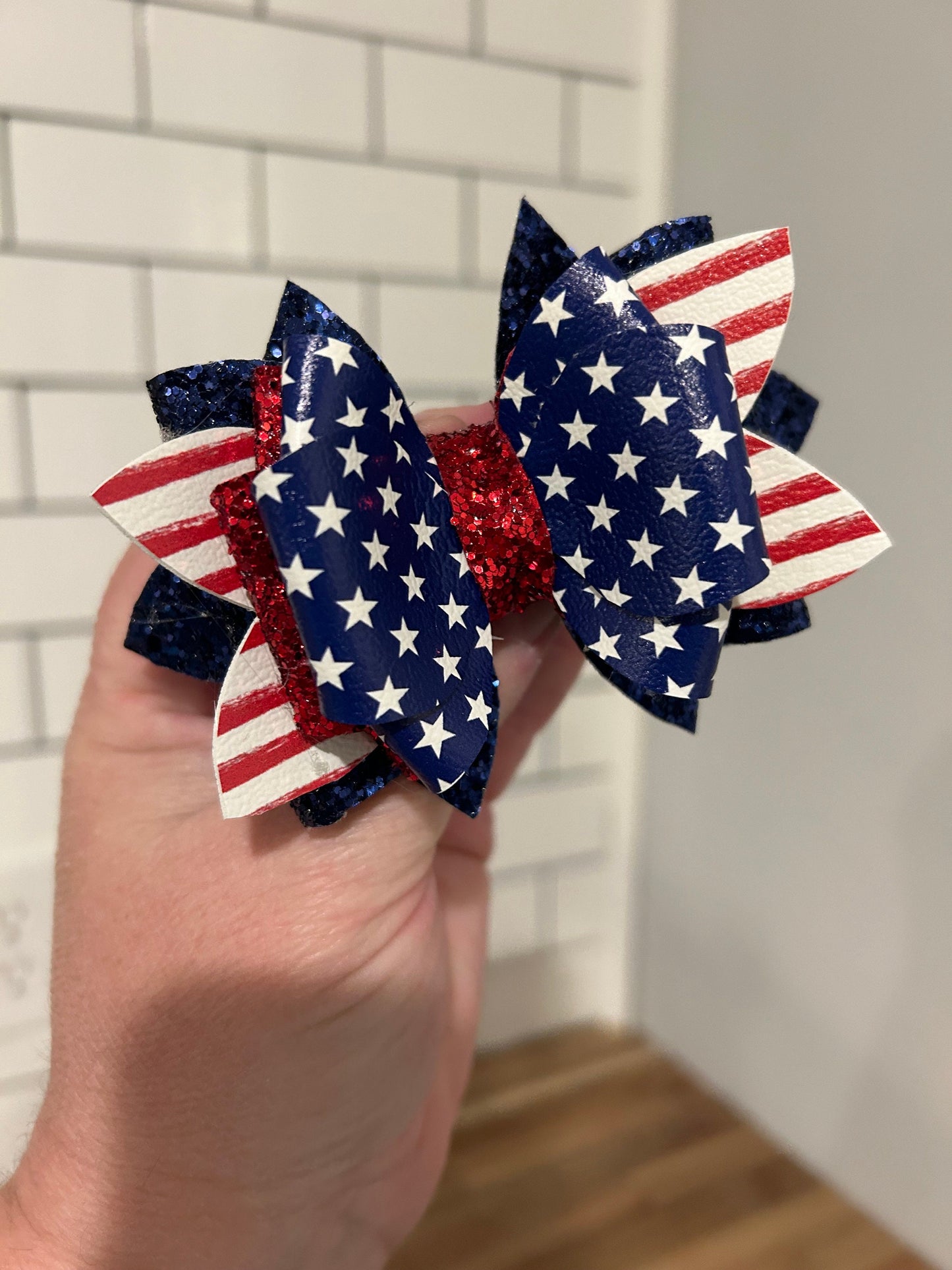 Glitter Tumbler Bow for Stanley, straw topper, red white blue patriotic navy USA glitter flag stars stripes and 4th of July