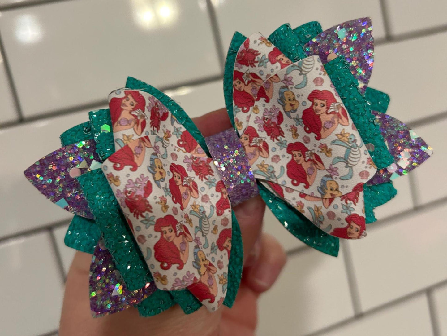 Stanley Tumbler Bow straw topper, Ariel little mermaid purple teal aqua pink blue yellow green