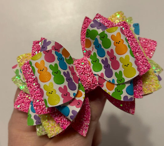 Can customize colors Glitter Tumbler Bow for Stanley, straw topper, Easter peeps bunny pastel lavender white pink purple mint peach glitter