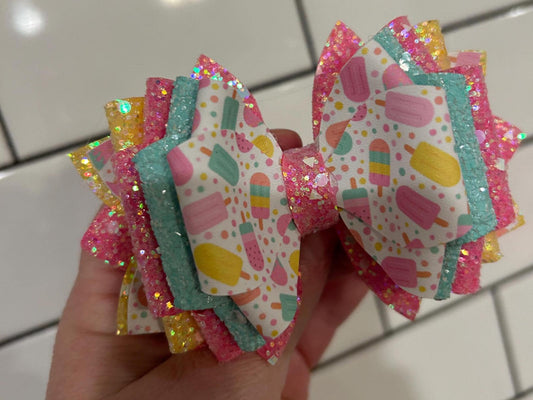 Stanley Tumbler Bow pink popsicles ice cream rainbow fuchsia flamingo Glitter Straw Topper hot pink cranberry green yellow orange teal