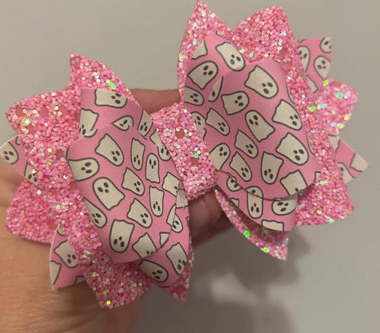 Glitter Tumbler Bow for Stanley, straw topper, Halloween pink white ghosts ghouls boo scary fall witch pumpkin