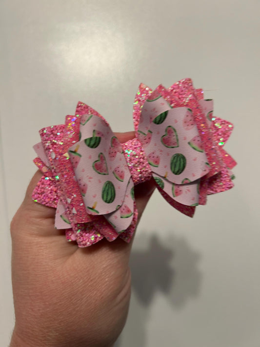 Glitter Tumbler Bow for Stanley, straw topper, hot pink green watermelon summer camelia fuchsia peony