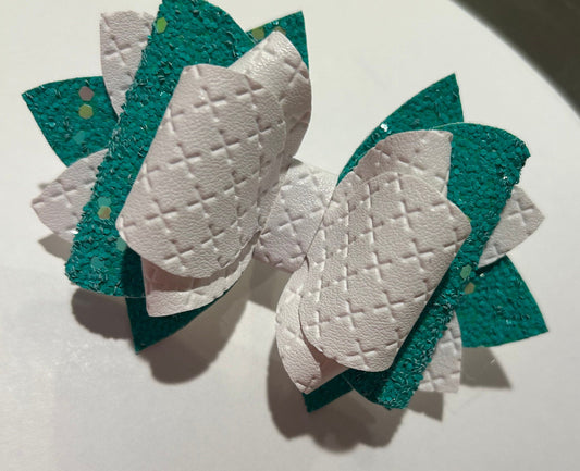 Tumbler Bow for Stanley, straw topper, aquamarine aqua teal Tiffany teal with white bow blue summer plaid