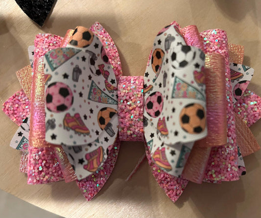 Can customize colors, Glitter Tumbler Bow for Stanley, straw topper, spring girls soccer pink orange coral peach sports rose shimmer cherry