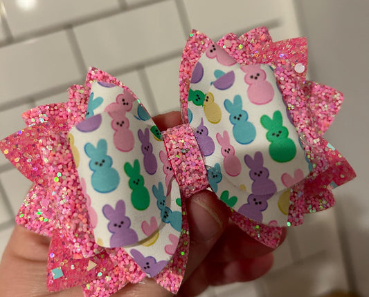 Stanley Tumbler bow light pink baby peach lavender yellow teal mint orange purple Glitter Straw Topper peep bunny Easter rabbit pink