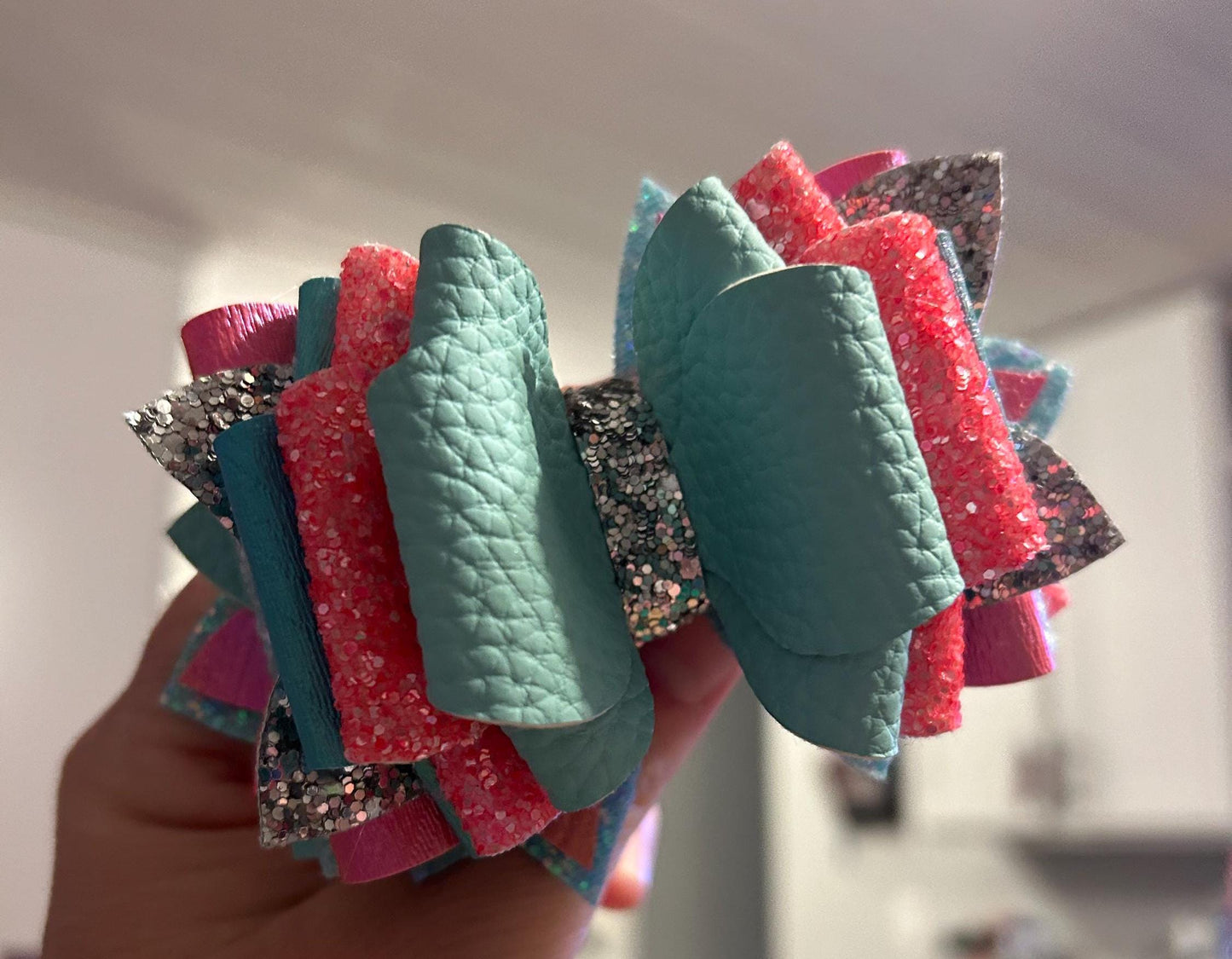 Glitter Tumbler Bow for Stanley, straw topper, moolah moo lah aqua teal peach orange orange Thailand two tone red iridescent