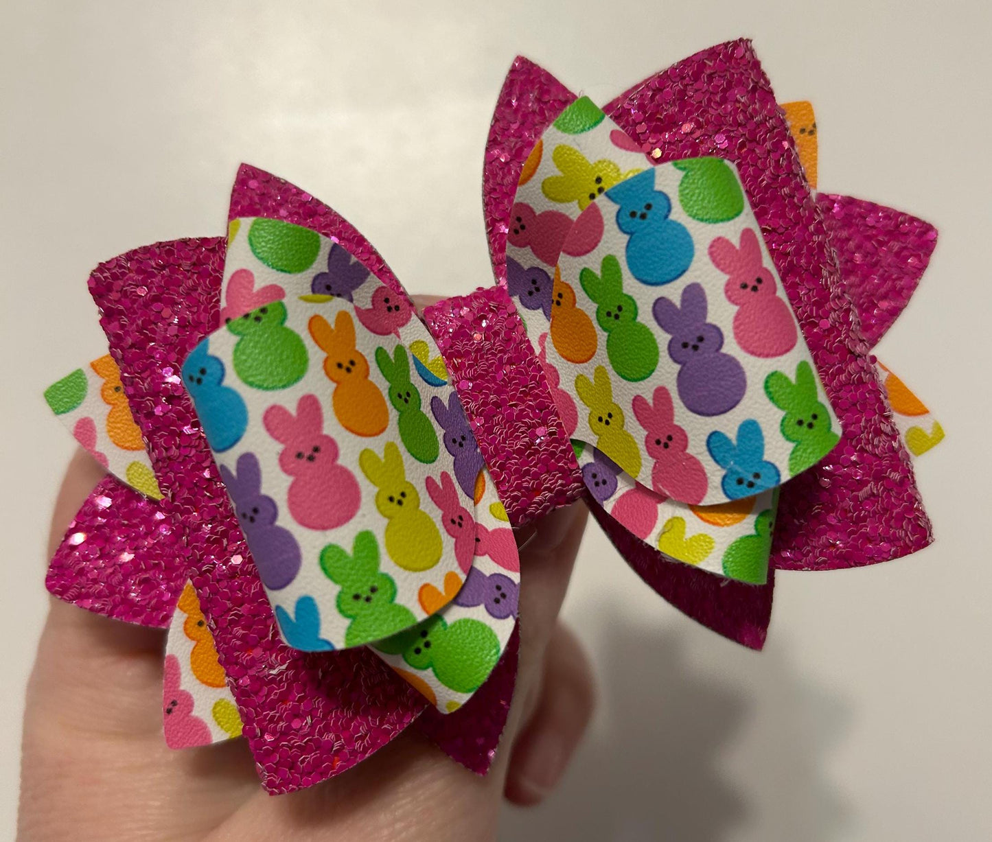 Can customize colors- Glitter Tumbler Bow for Stanley, straw topper, Easter peeps bunny pastel lavender white pink purple mint peach glitter