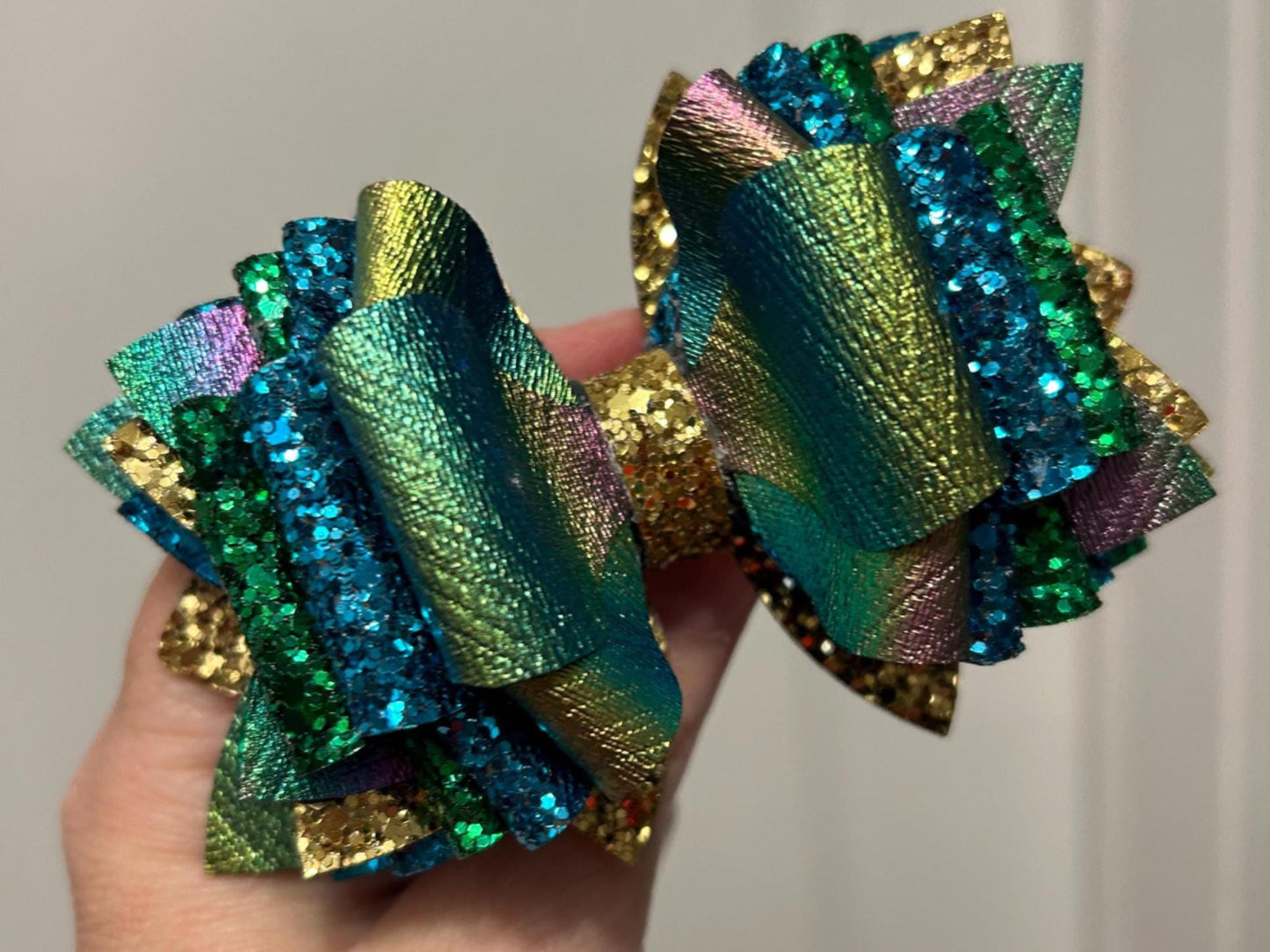 Peacock Tumbler Bow for Stanley, blue green yellow teal iridescent marine meadow splash alpine evergreen aquamarine