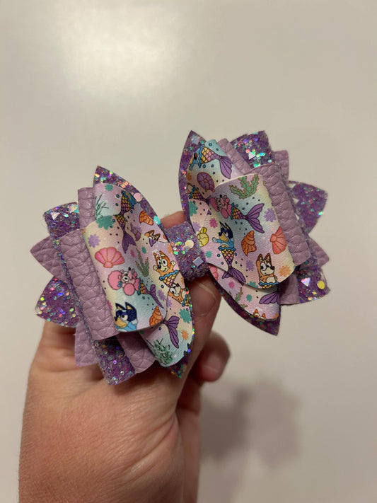 Can customize colors Glitter Tumbler Bow for Stanley, straw topper Bluey blue dog lavender pink purple mint peach yellow blue orange mermaid