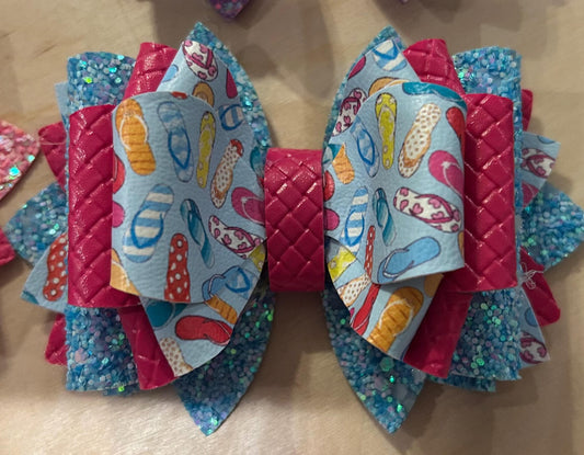 Can customize colors, Glitter Tumbler Bow for Stanley, straw topper, summer rainbow pink orange black teal purple yellow flip flops