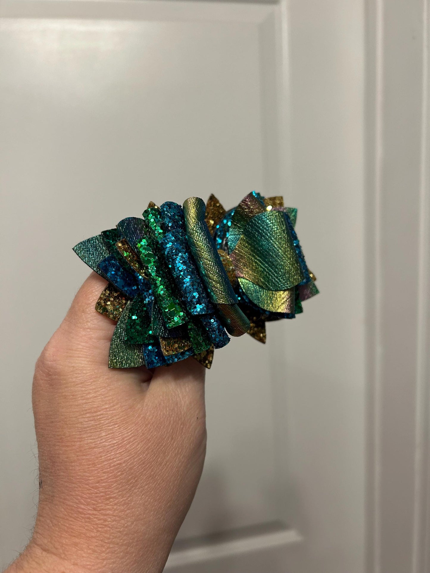 Peacock Tumbler Bow for Stanley, blue green yellow teal iridescent marine meadow splash alpine evergreen aquamarine