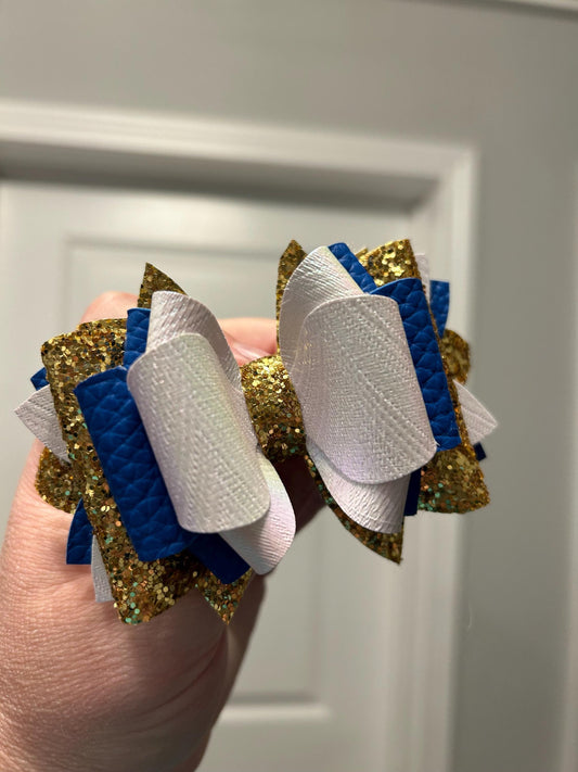 Stanley Tumbler Bow blue gold white iridescent arctic twist Glitter Straw Topper